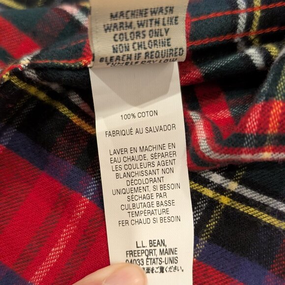 LL Bean Red Tartan Scotch Plaid Flannel Shirt, Slightly Fitted - Women's sz M/L - Picture 4 of 5
